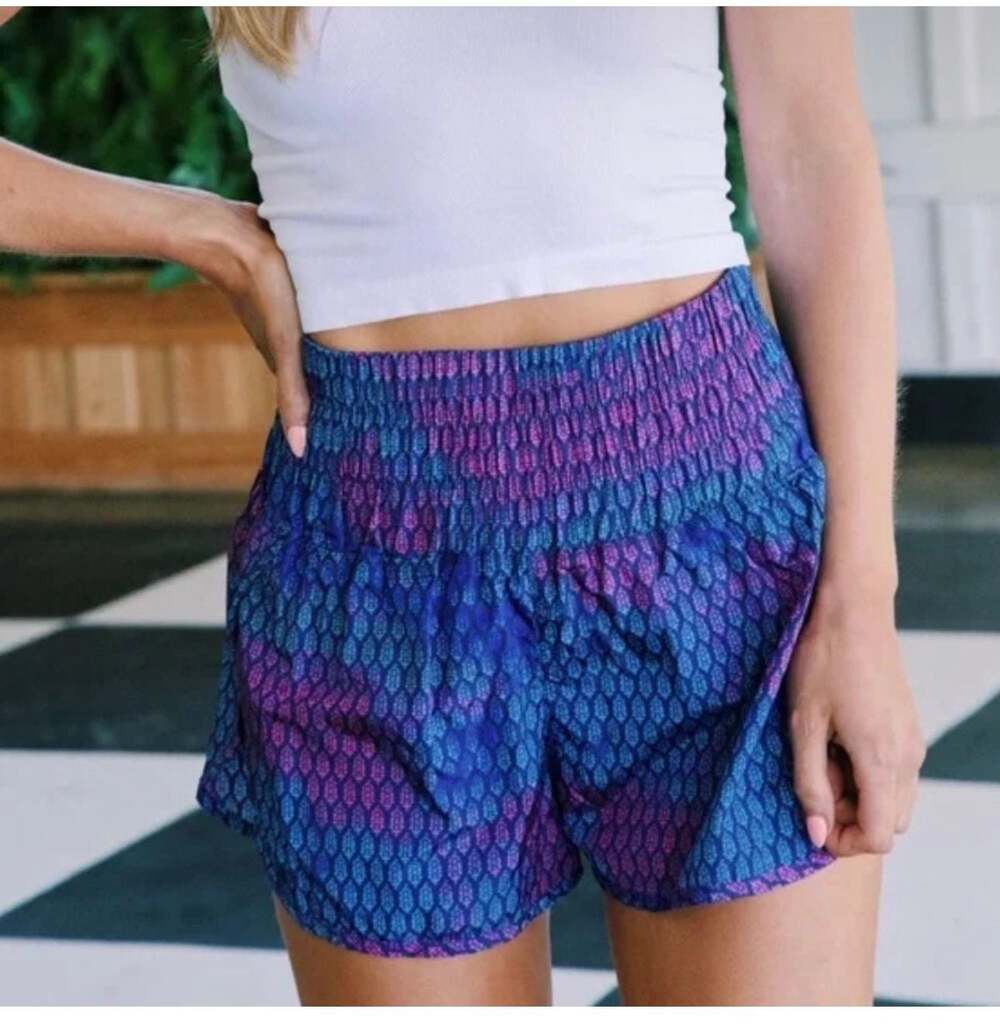 FP Movement The Way Home High-Rise Athletic Shorts in Mermaid Print